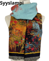 Syksyinen runsas kaunis kuvioitu  huivi, lämmin ja näyttää hyvältä