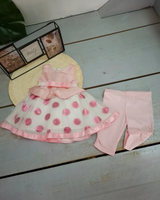 Tyttöjen vaaleanpunainen polka dot mekkosetti