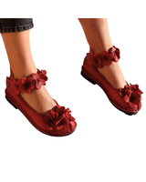 Laura Vitan punaiset nahkaiset Ballerinat nilkkaremmillä