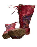  Grenat, punainen nauhasaapas kukkakuviolla