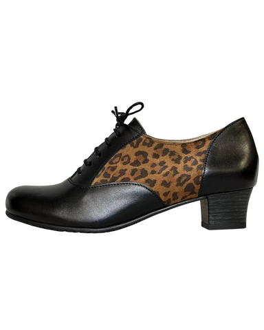 Vintro - Siiri - Crust Black Leopard - korolliset kävelykengät