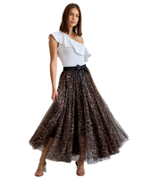 Upea beige leopardikuosinen pitkä tyllihame