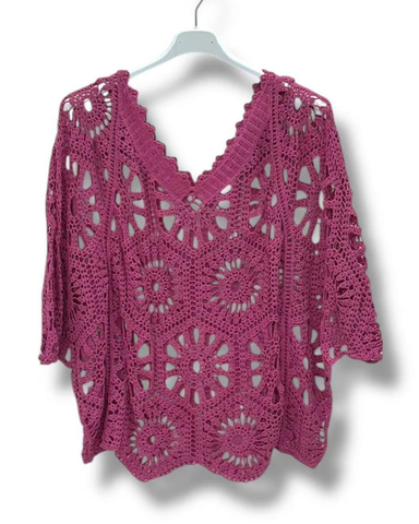 ONE SIZE poncho mallinen virkattu pitsipusero, eri värejä!