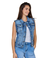 Joustava naisten farkkuliivi, perusmalli, Plus koot