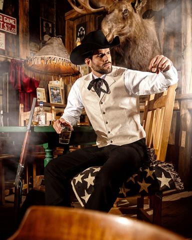 Vanhanajan lännentyylinen jacquard-liivi, luonnonvalkoinen