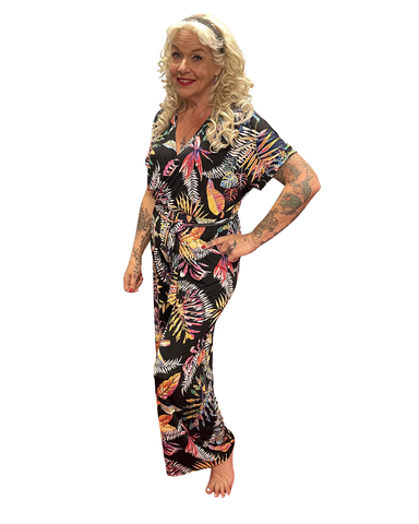 Anita haalari, mustapohjainen kukallinen