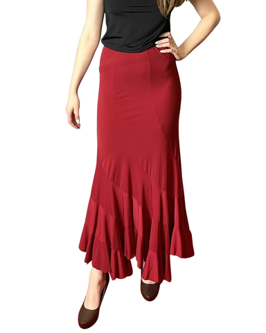 Viininpunainen merenneitohelmainen, pidempi hame