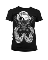Marilyn musta t paita, guns. Ladies fit.