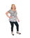 Valloittava lyhythihainen off shoulder pusero kultatehosteilla.