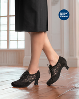  Chantana. Musta mikromokka  leveälesti kävely, juhla ja tanssikenkä