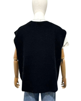 Avonainen kid mohair neuleliivi. Musta ja vihreä