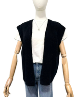 Avonainen kid mohair neuleliivi. Musta ja vihreä