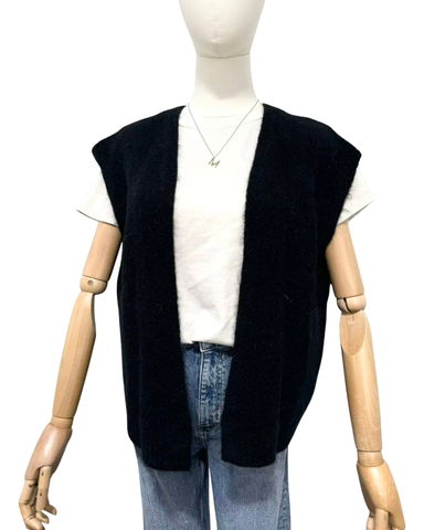 Avonainen kid mohair neuleliivi. Musta ja vihreä