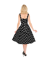 Priscila. Mustavalkoinen polkadot kellomekko