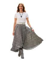 Pliseerattu gingham ruudullinen maksihame. Kaksi väriä