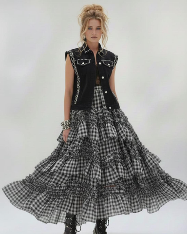 Unelma. Liehuva gingham ruudullinen maksihame. Tulossa lisää!