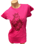 Naisten pinkki T-paita, punaisella 