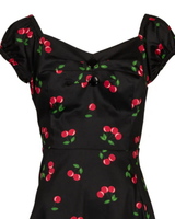 Kirsikka, mustapohjainen kellomekko