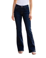Joustavat tummansiniset trumpettilahkeiset bootcut farkut