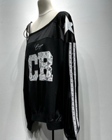 Musta ylellinen ja rock sporttisatiini pusero, yksi koko