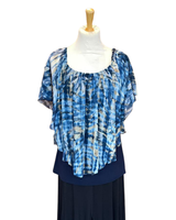 Fuksia ja sininen liehukepusero. One size