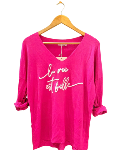 La vie est belle. Keväinen ohut viskoosi neulepusero. Eri värejä