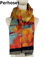 Syksyinen runsas kaunis kuvioitu  huivi, lämmin ja näyttää hyvältä