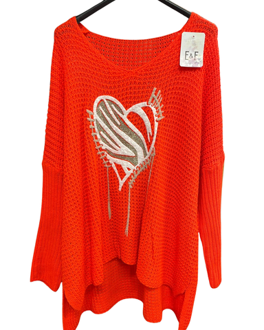  Sydän. Ylisuuri neulepusero Eri värejä.