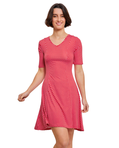 Punainen ja musta Polka Dot, lyhyt  hihallinen mekko
