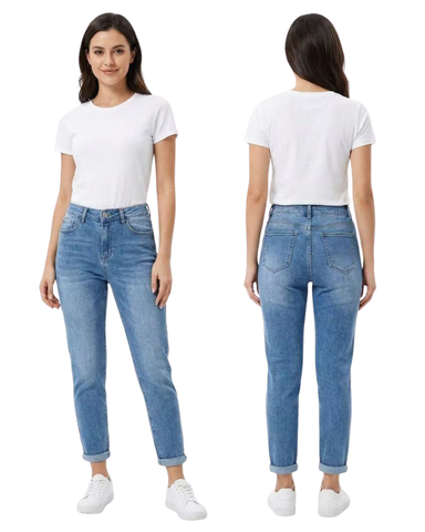 Joustavat siniset kapealahkeiset stretch perusfarkut