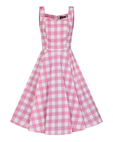 Meadow vaaleanpunainen ruudullinen  kellomekko