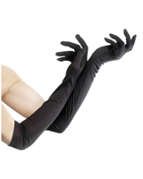 Mustat pitkät satiinikäsineet