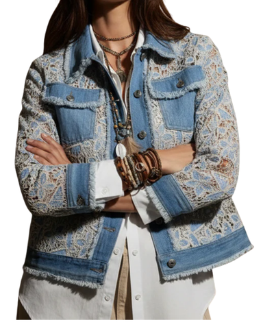  Boho-chic-tyylin farkkutakki pitsiyksityiskohdilla 