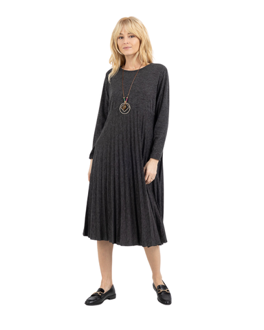 Pliseerattu pitkä neulemekko korulla, eri värejä! 