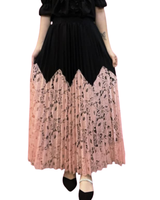 Romanttinen Mustan ja roosan sävyinen pliseerattu Pitsimidihame