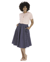 Klassikko tummansininen Polka Dot Navy- kellohame