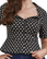  Musta vintage tyylinen Polka dot pusero leveillä kauluksilla.