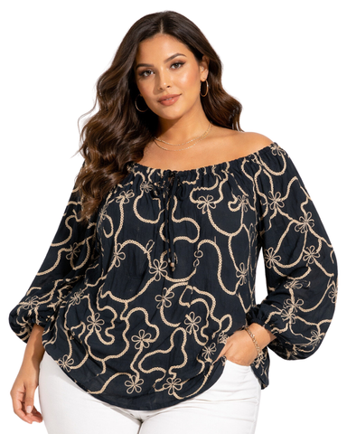 Kaunis kirjailtu puuvillapusero, Plus koot,  2 väriä