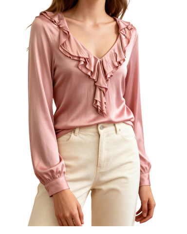 Juhlava satiinipusero röyhelökauluksella, eri värejä, one size