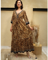 Pitkä, upea boheemi leopardi mekko, One size, 3 väriä