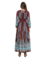 Hihallinen pitkä bohomekko. viininpuna/turkoosi