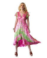 Saija mekko<3 Perhoshihallinen maksimekko, pinkki, kultatehosteilla!