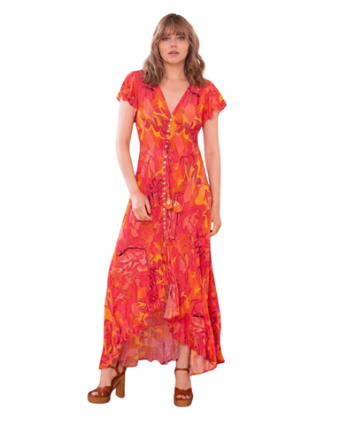 Saija mekko <3 Perhoshihallinen mekko, Fuksia/Oranssi 