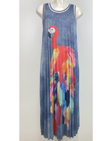 Joustava pliseerattu flamingo mekko. Tarjous!