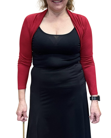 Tummanpunainen pitkähihainen bolero, hihat