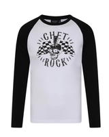Mustavalkoinen Kitaran pää Raglan-hihainen T-paita