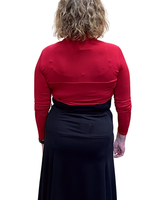 Tummanpunainen pitkähihainen bolero, hihat