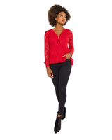 Tunikamallinen punainen pitsipusero. Lisää tulossa!