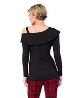 Uusi musta,  epäsymmetrinen  Jersey-tunikatoppi