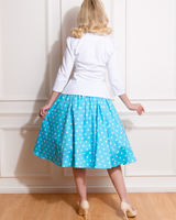 Klassikko, turkoosivalkoinen Polka Dot kellohame